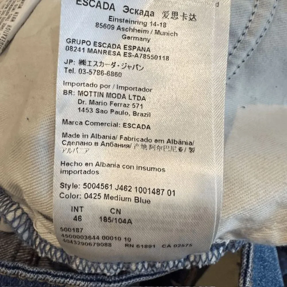 NWT Escada Sport‎ Jeans Cropped Stretch Size 14 (EU 44)